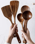 7pcs/set Teak Natural Wood Tableware Spoon