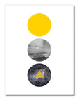 Abstract Grey Yellow Geometric Triangles Nordic Deer Wall Art