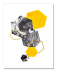 Abstract Grey Yellow Geometric Triangles Nordic Deer Wall Art